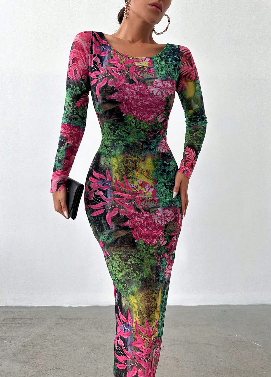 Комбінована кежуал сукня силуетна SHEIN з абстрактним візерунком