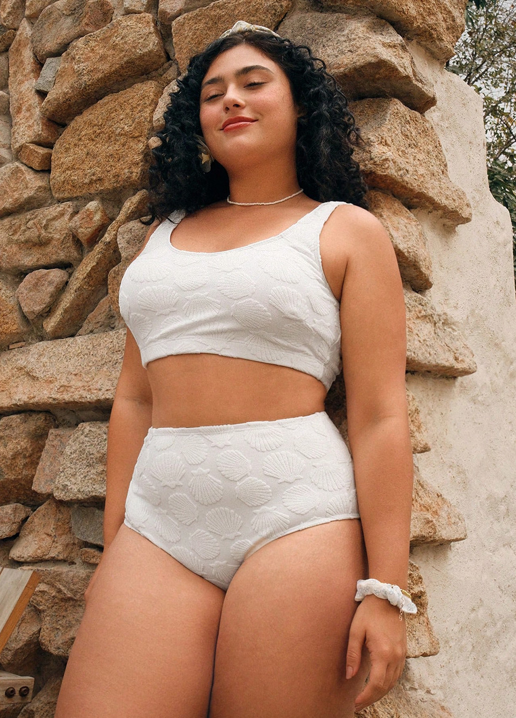Белый летний купальник (лиф, трусики) топ, раздельный SHEIN