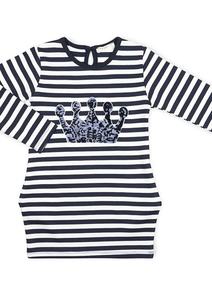 Біла футболка в смужку з короною (12309-128g-blue) Breeze (205772938)