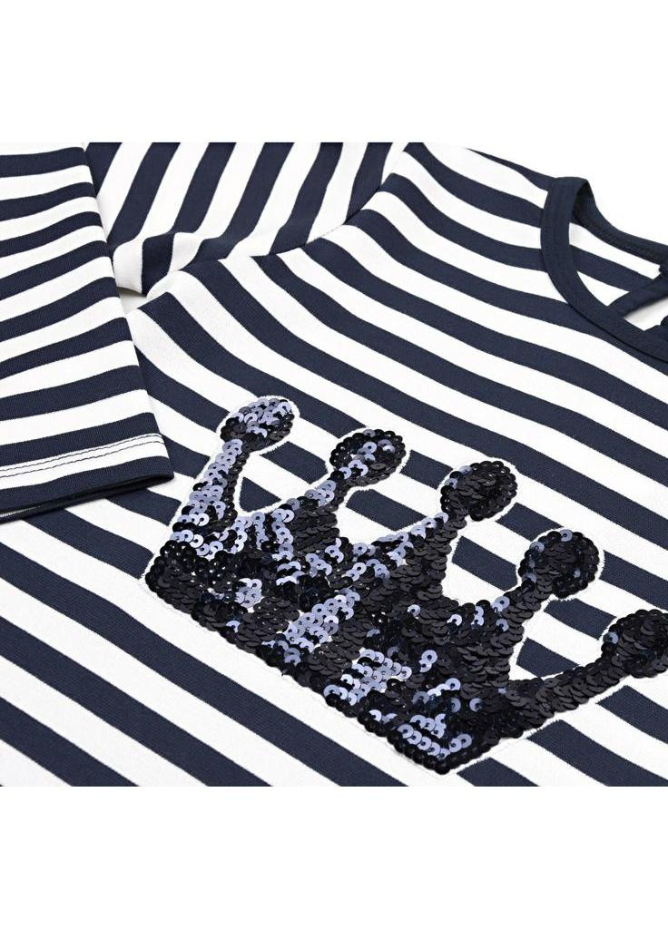 Біла футболка в смужку з короною (12309-128g-blue) Breeze (205772938)