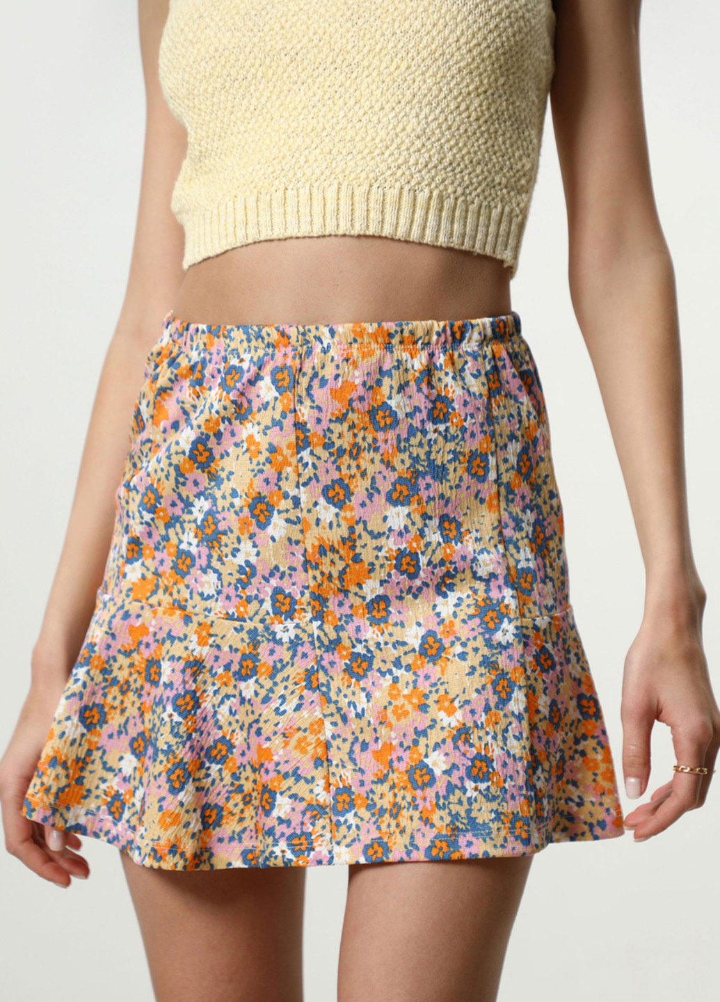 Разноцветная кэжуал цветочной расцветки юбка Lefties а-силуэта (трапеция)
