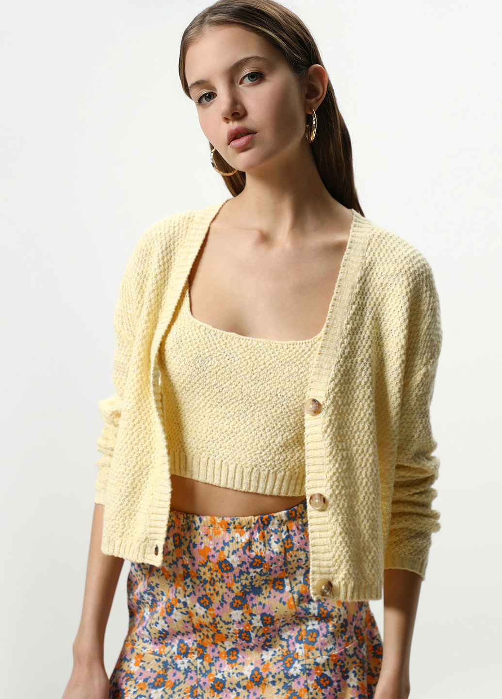 Разноцветная кэжуал цветочной расцветки юбка Lefties а-силуэта (трапеция)