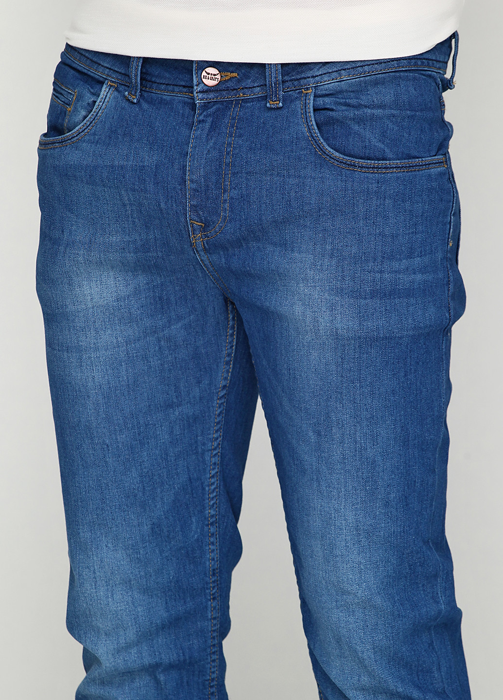 Темно-голубые демисезонные со средней талией джинсы BIG & GRAYS