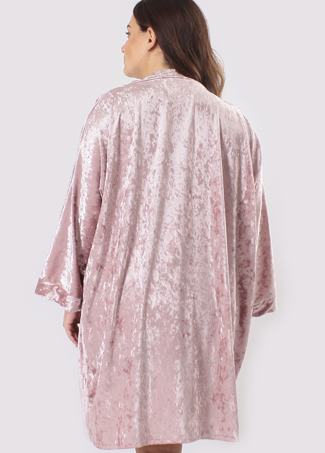 Пудровий демісезонний комплект (нічна сорочка, халат) Ghazel