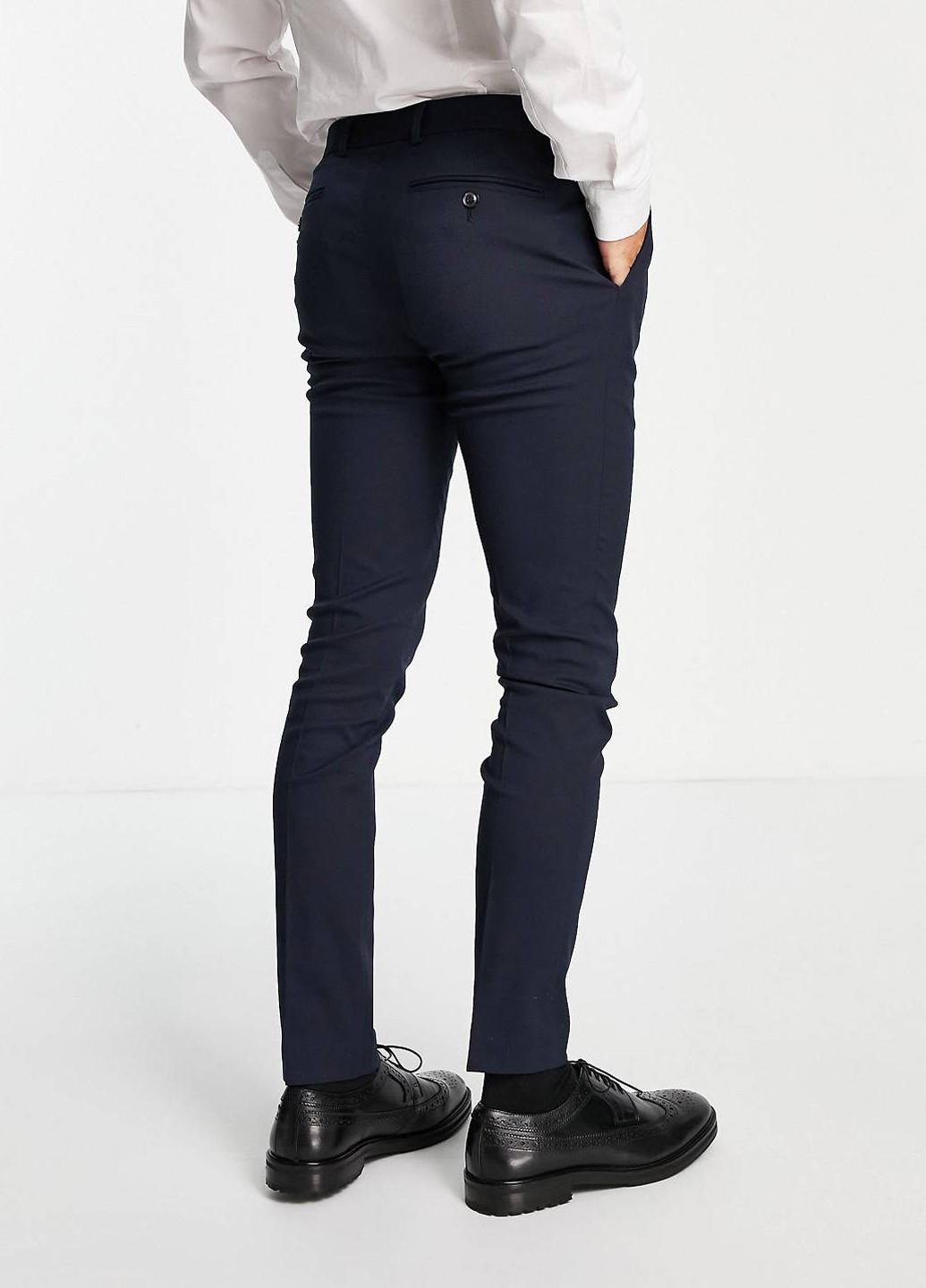 Темно-синие кэжуал демисезонные зауженные брюки Topman