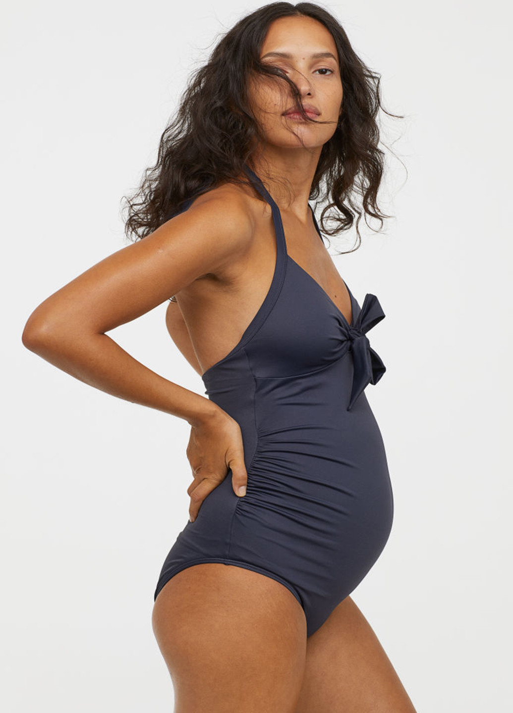 Темно-синий летний купальник для беременных халтер H&M