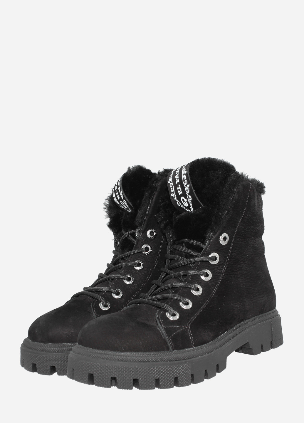 Зимние ботинки re2697 черный El passo из натурального нубука