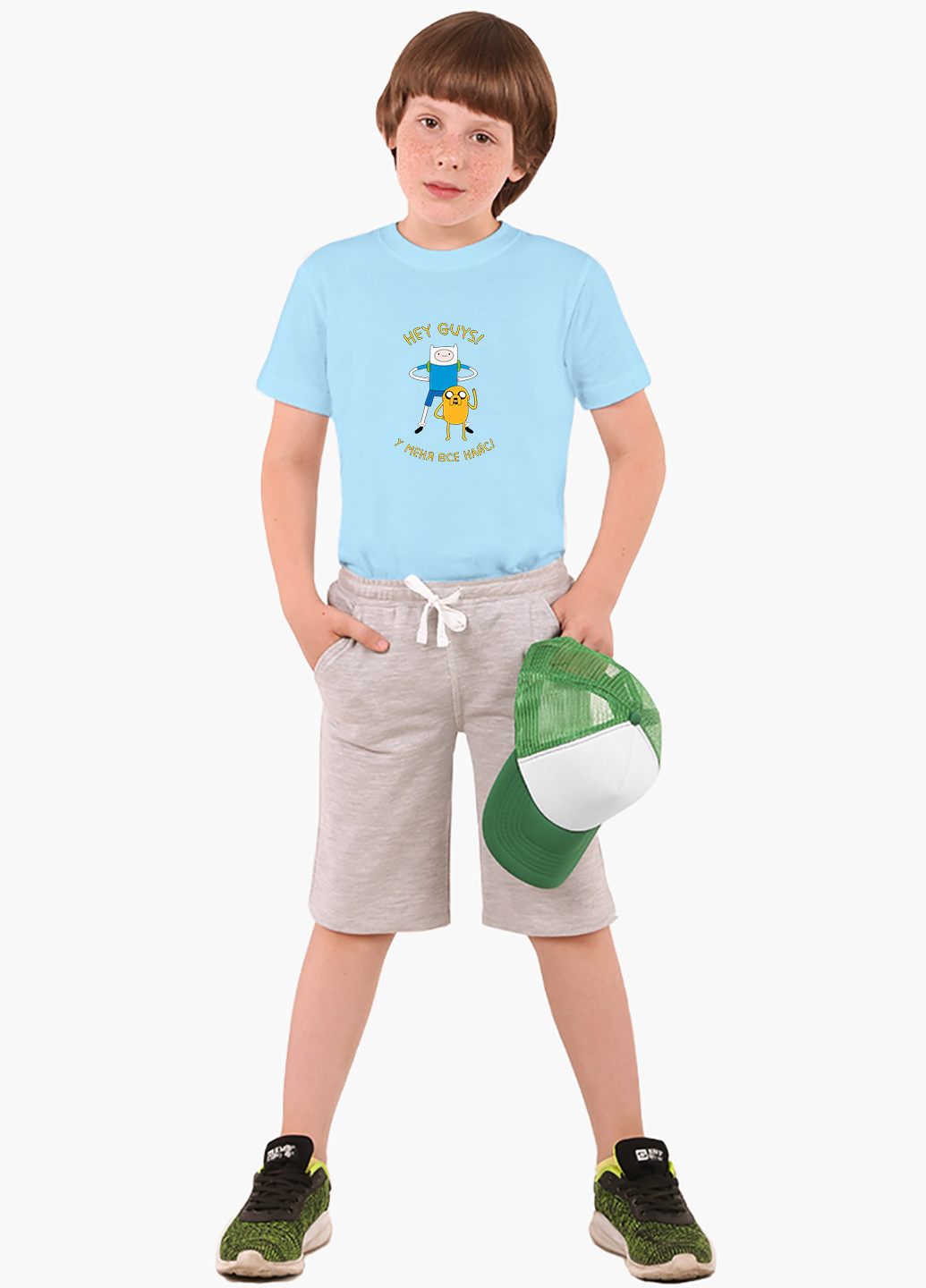 Блакитна демісезонна футболка дитяча фінн і джейк пес час пригод (adventure time) (9224-1579) MobiPrint