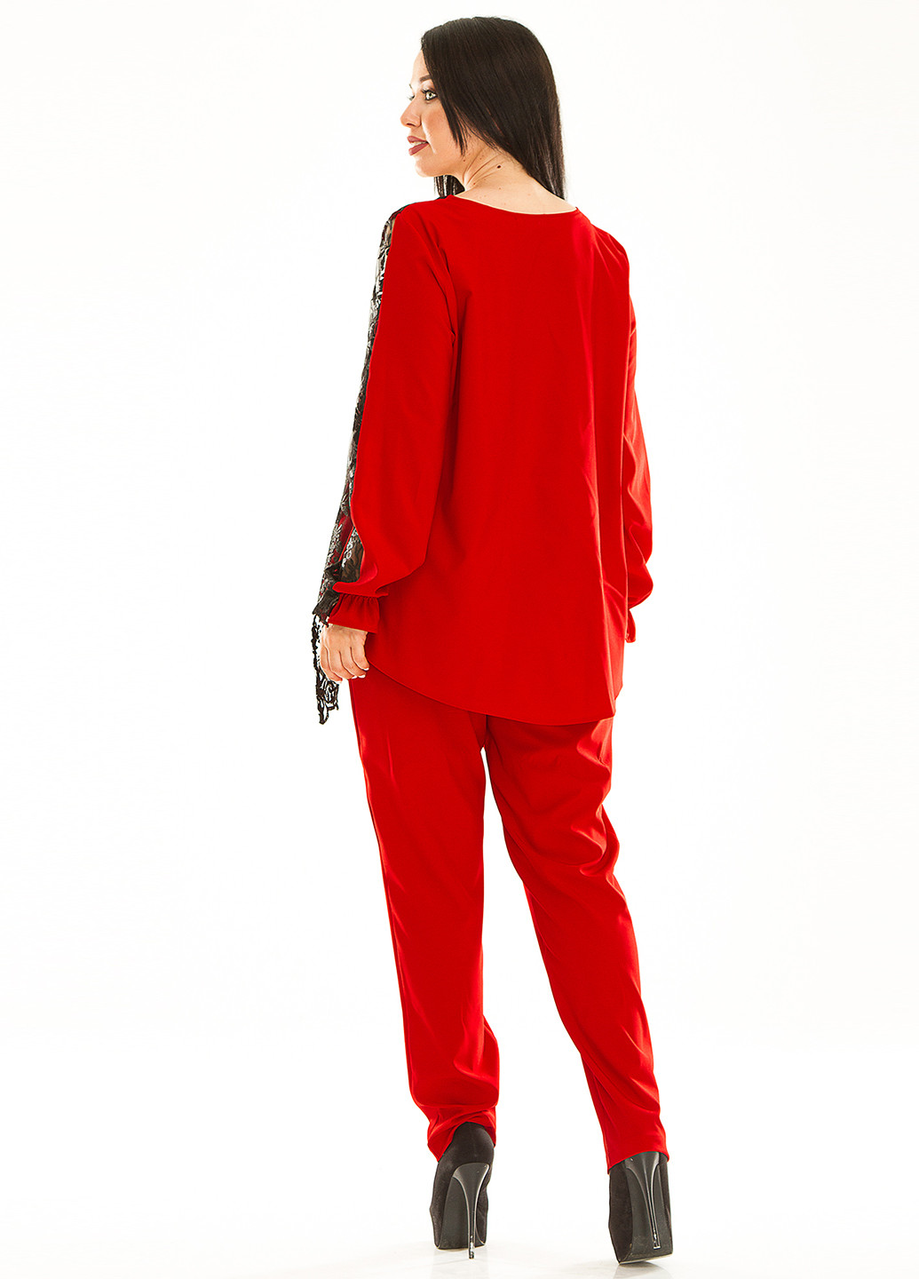 Костюм (блуза, брюки) Primyana брючный однотонный красный кэжуал