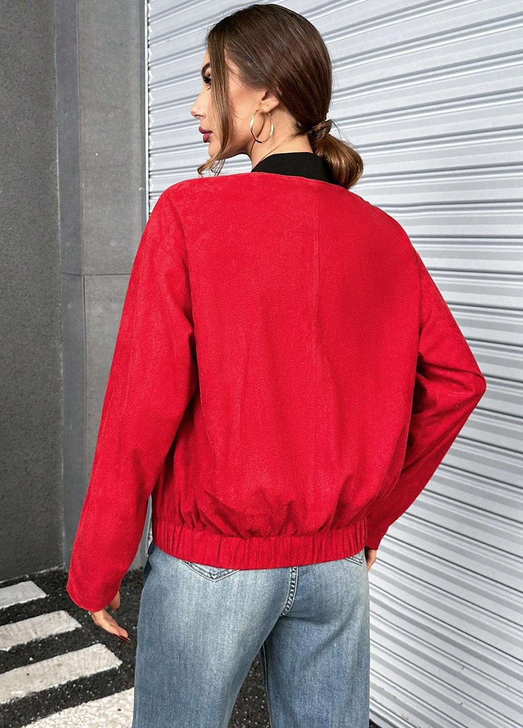 Бомбер SHEIN бейсбольний на блискавці (323082474)