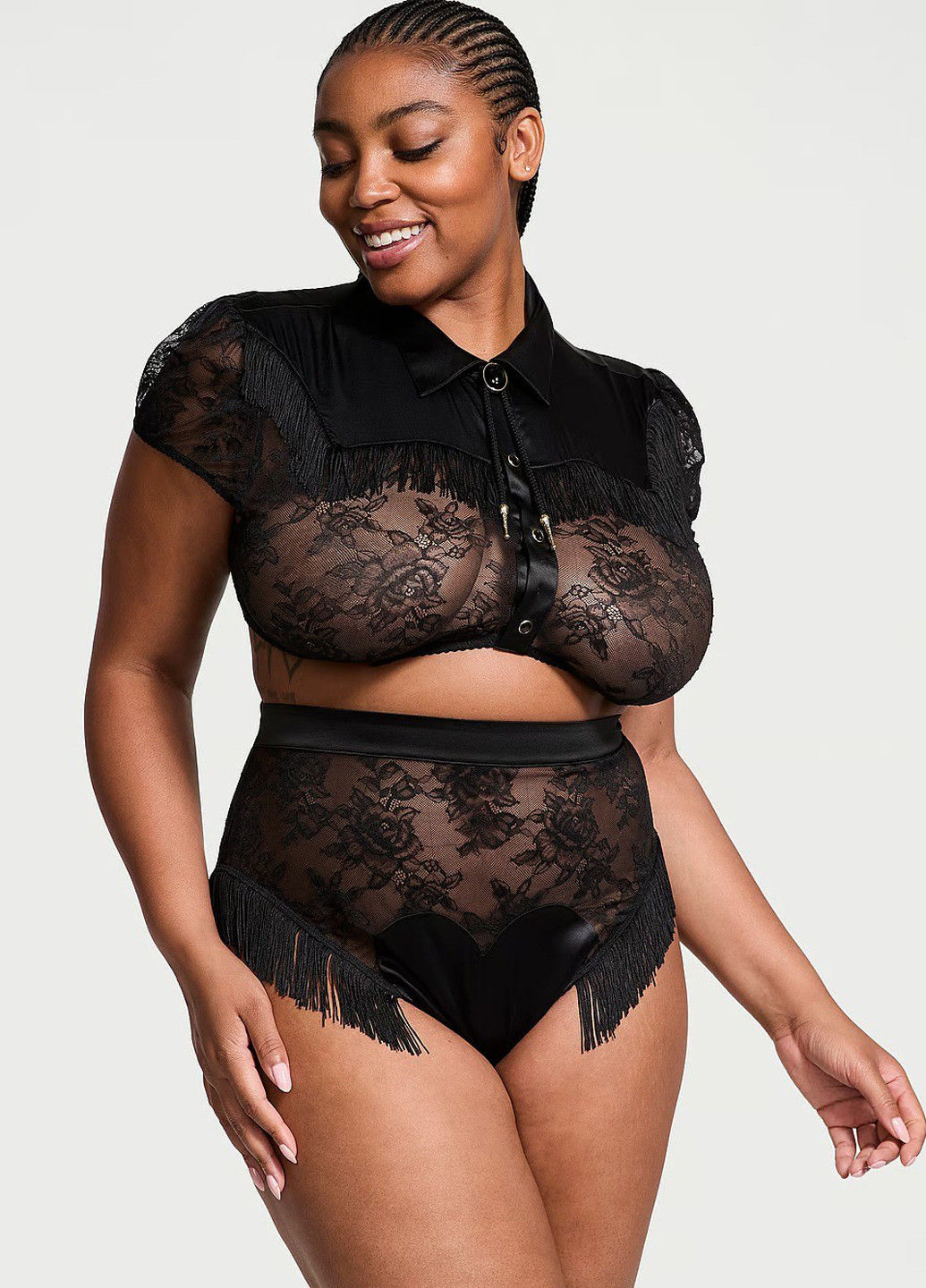 Черный демисезонный комплект (топ, трусики) Victoria's Secret