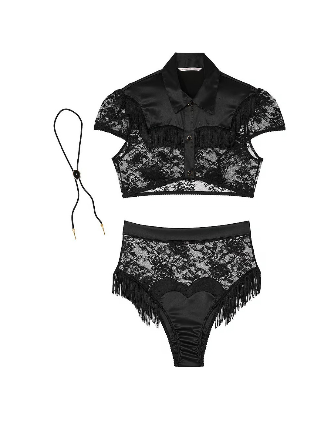 Черный демисезонный комплект (топ, трусики) Victoria's Secret