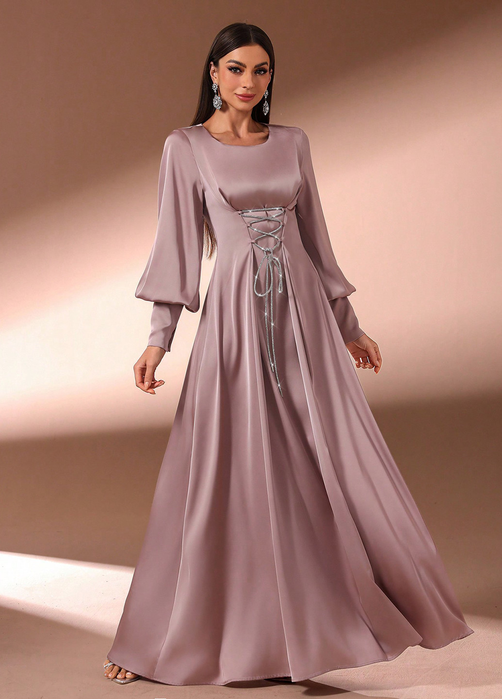 Світло-рожева вечірня сукня кльош SHEIN однотонна