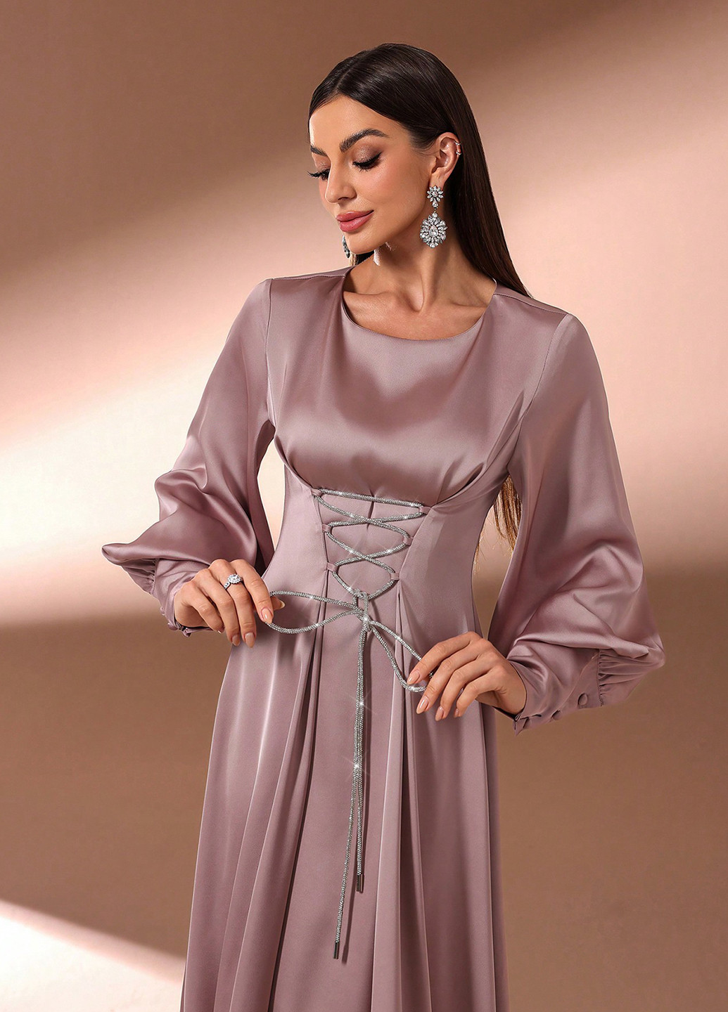 Світло-рожева вечірня сукня кльош SHEIN однотонна