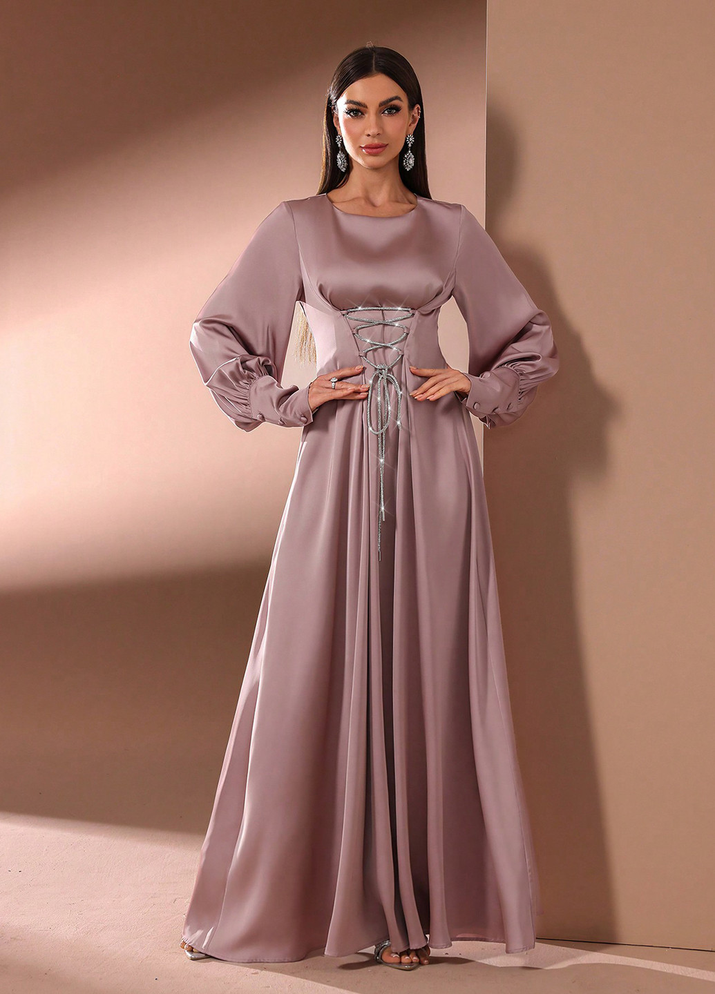 Світло-рожева вечірня сукня кльош SHEIN однотонна