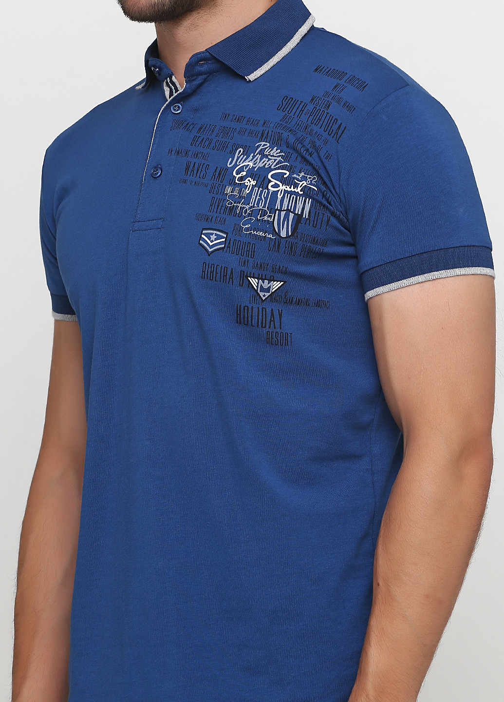 Синяя футболка-поло для мужчин Golf с надписью