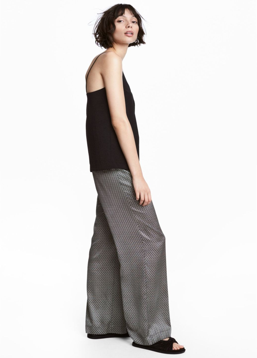 Серые кэжуал летние палаццо брюки H&M