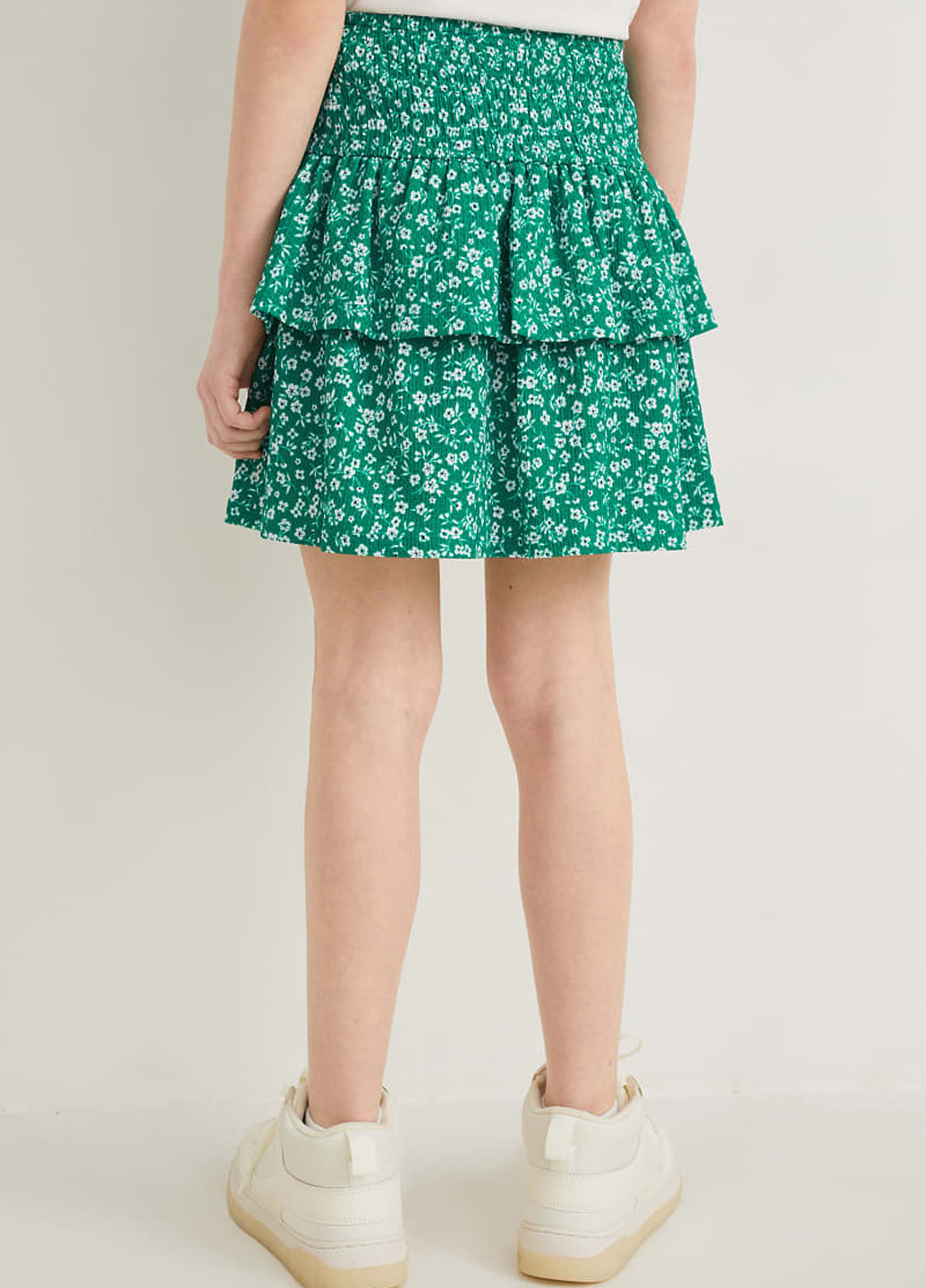 Зеленая кэжуал цветочной расцветки юбка C&A клешированная