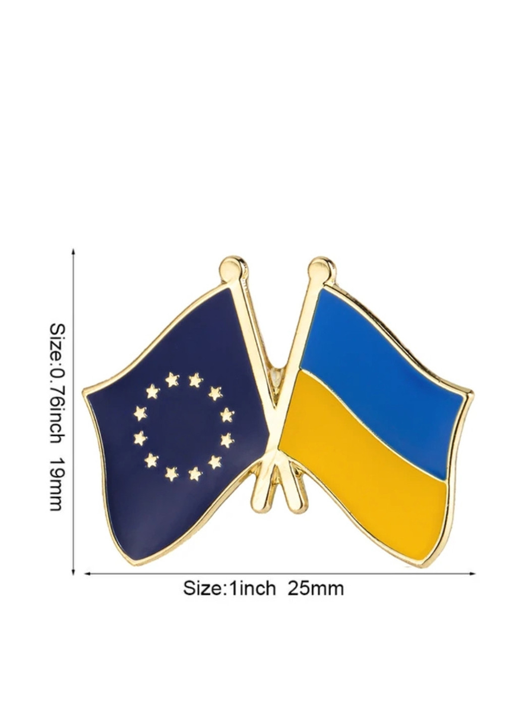 Значок-пін з прапорами України та ЄС No Brand (306373338)