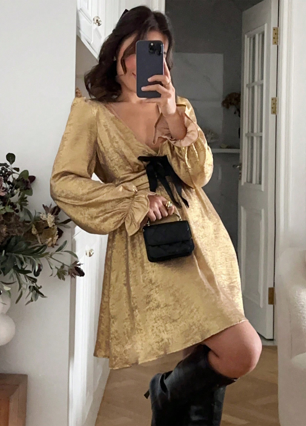 Золотий кежуал сукня кльош SHEIN однотонна