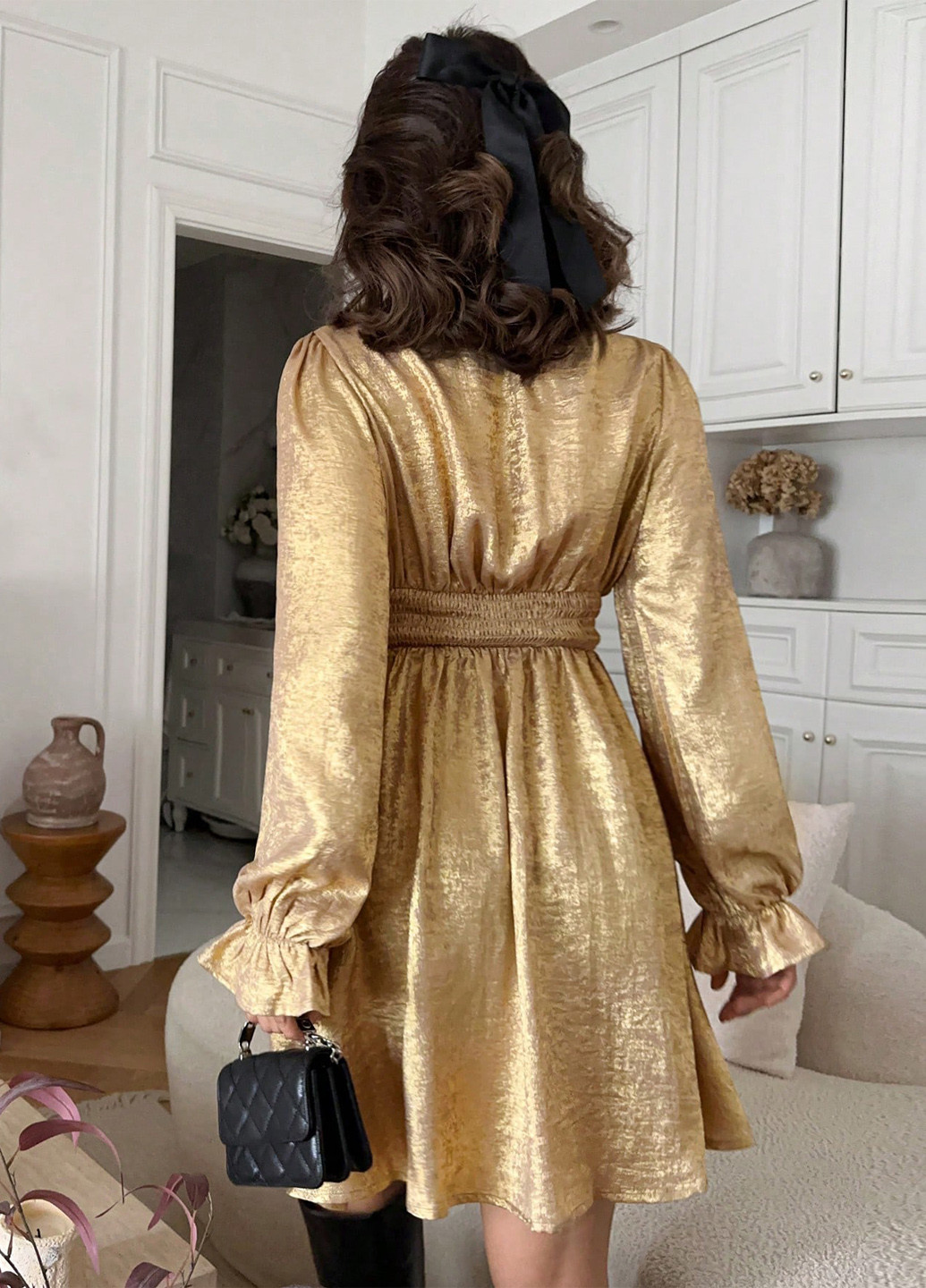 Золотий кежуал сукня кльош SHEIN однотонна