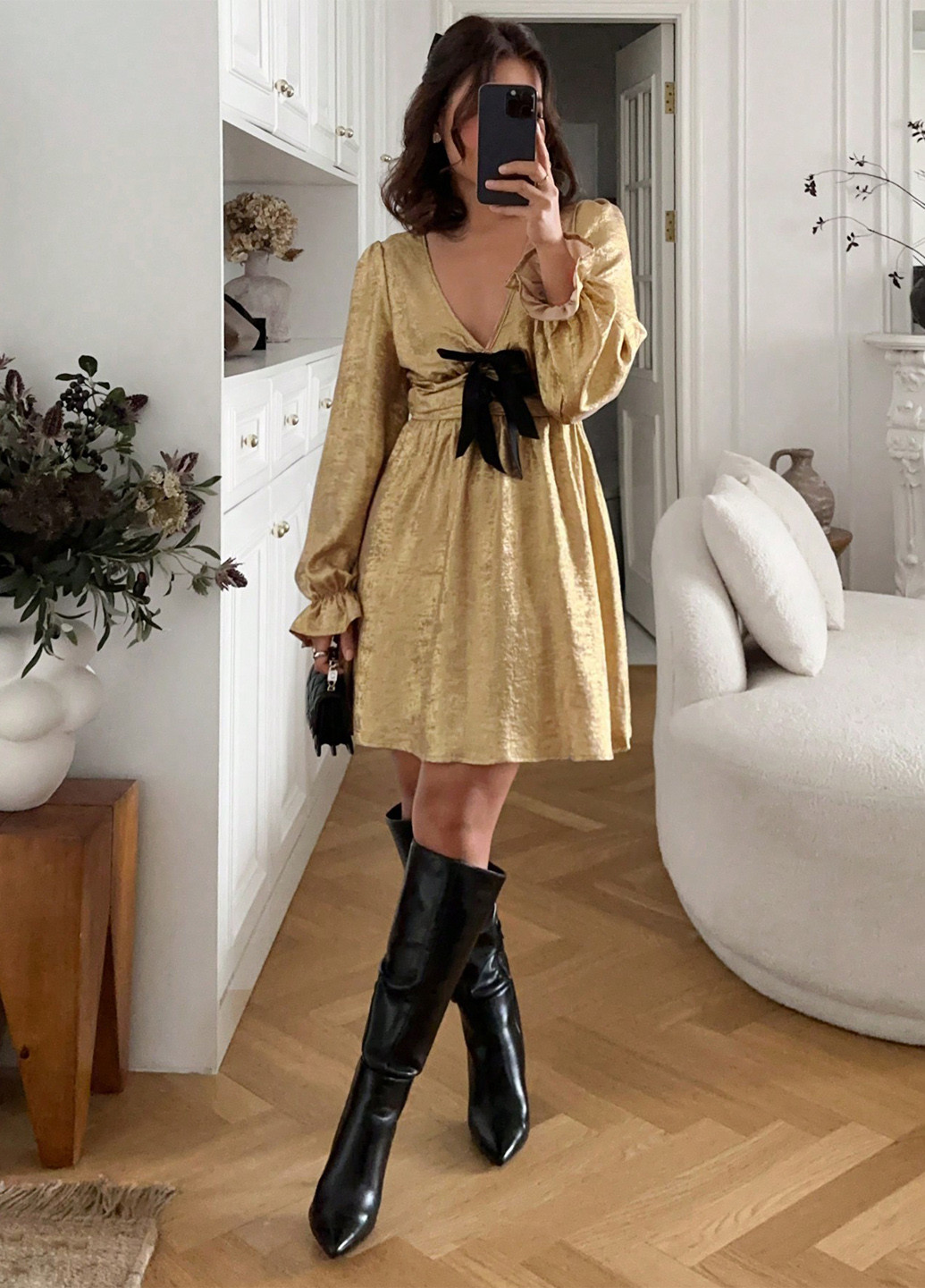 Золотий кежуал сукня кльош SHEIN однотонна