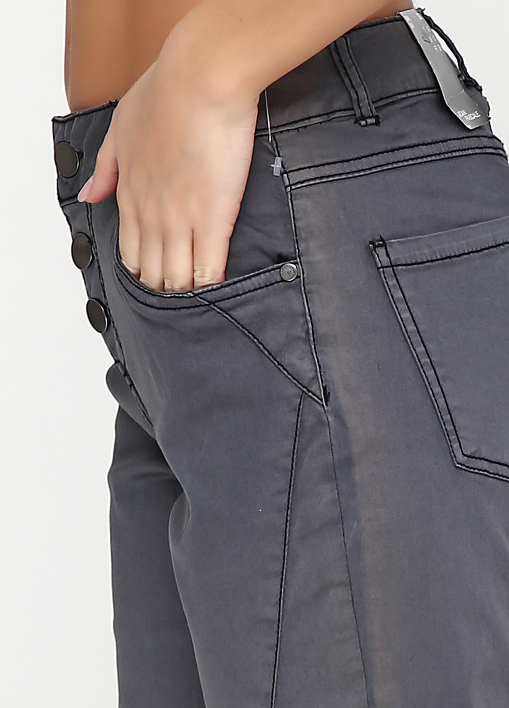 Темно-серые кэжуал демисезонные со средней талией брюки Jean Pascale