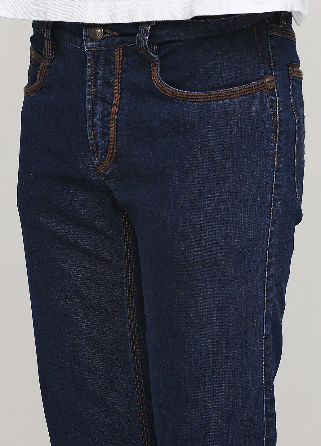Темно-синие демисезонные прямые джинсы Jemetzzi