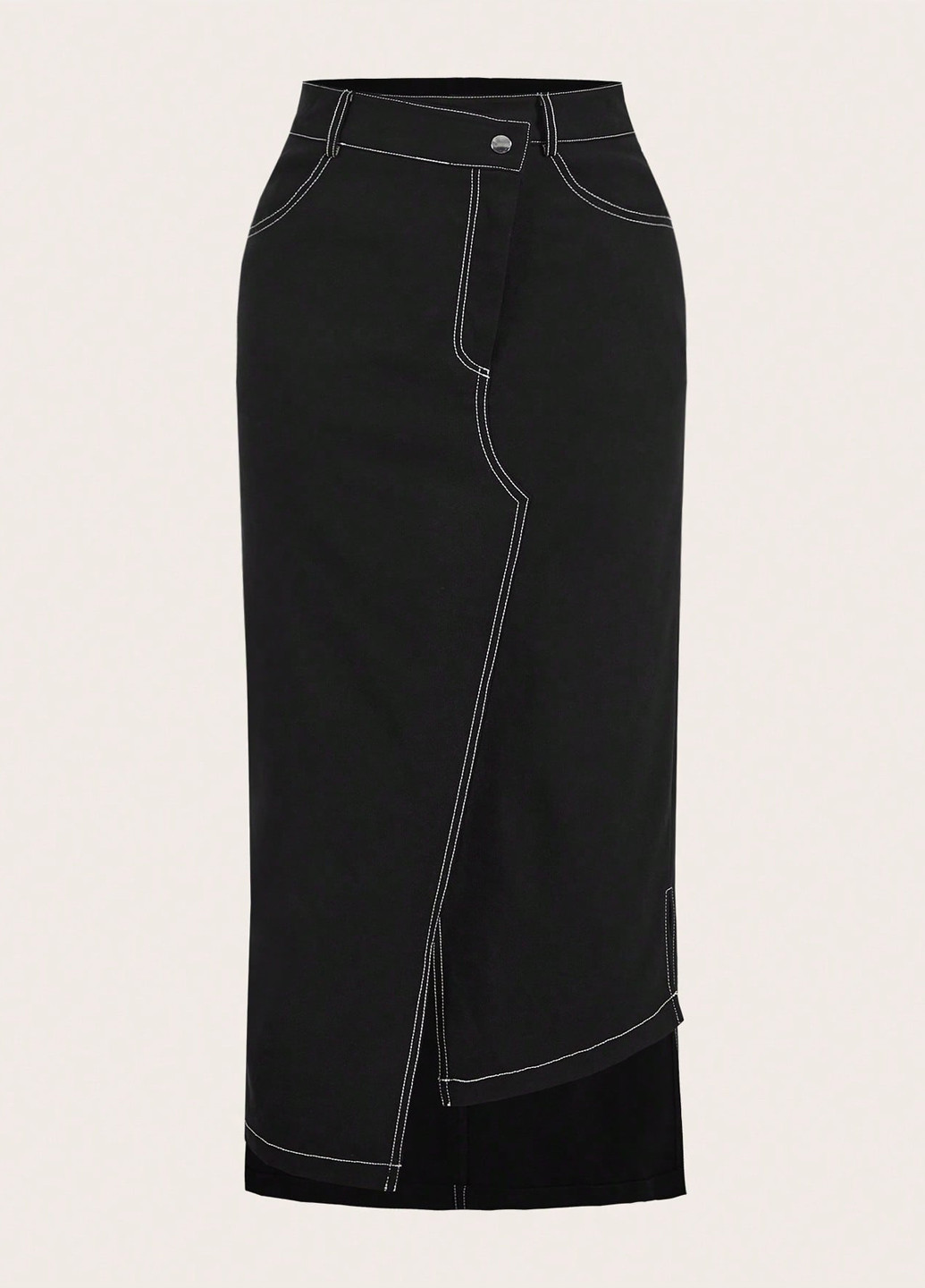 Черная кэжуал однотонная юбка SHEIN
