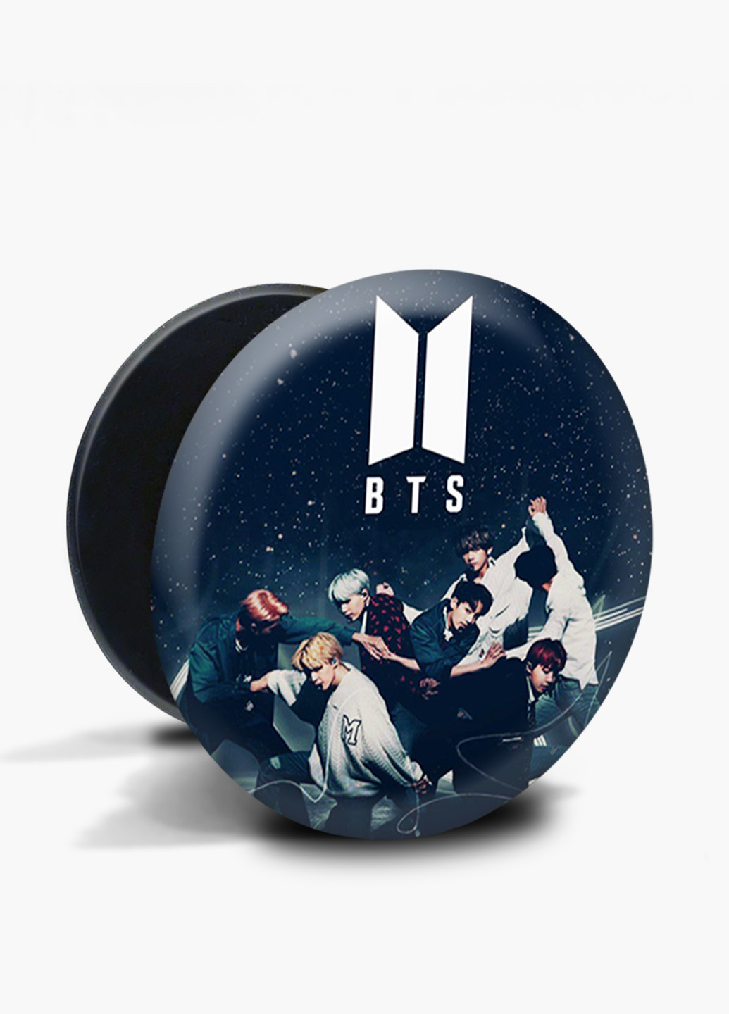 Попсокет (Popsockets) тримач для смартфону БТС (BTS) (8754-1097) Чорний MobiPrint (216748249)