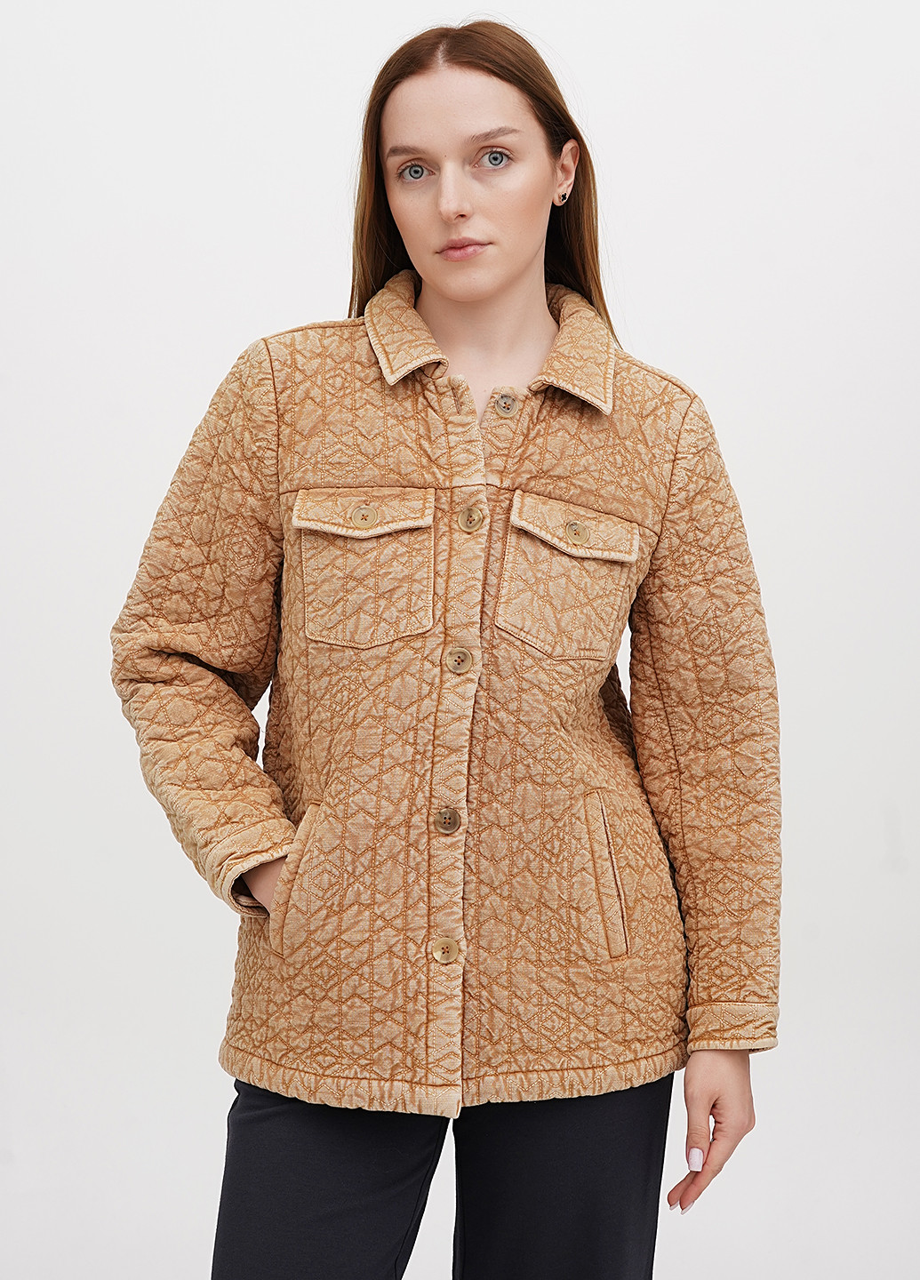 Світло-коричнева демісезонна куртка-сорочка No Brand