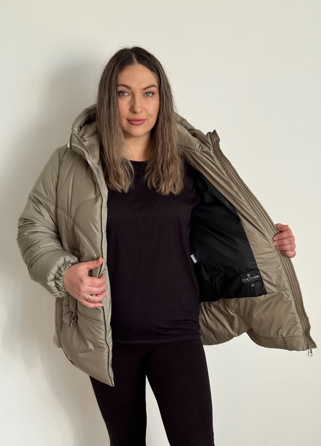 Оливковая зимняя куртка Eva Classic