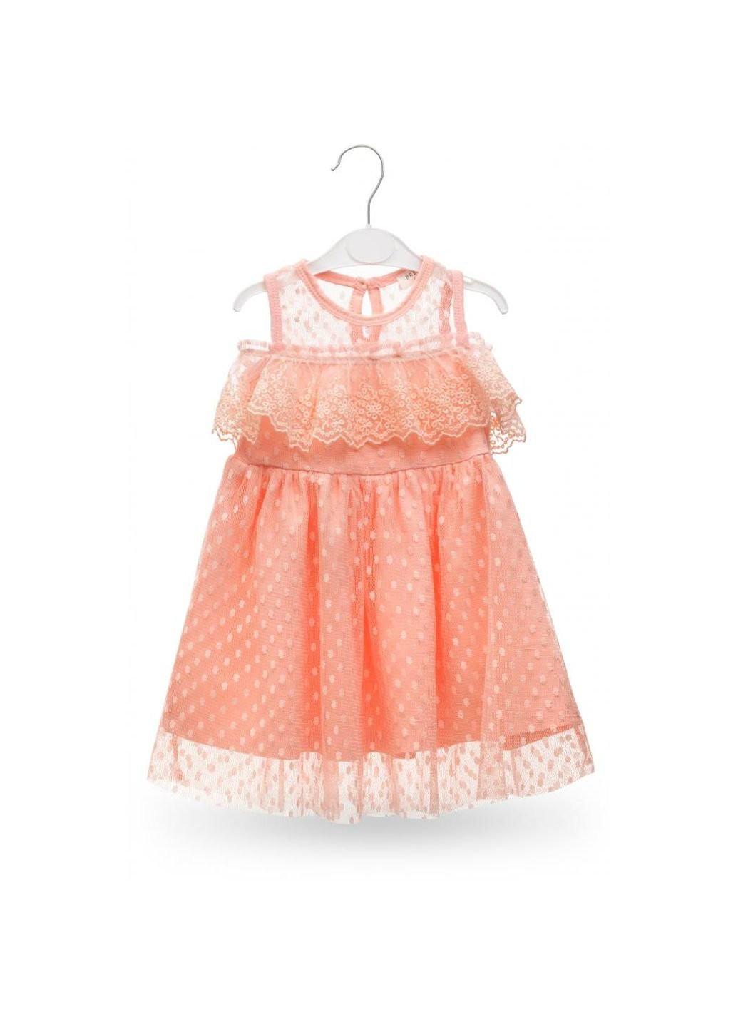 Персиковое платье с кружевом (14316-98g-peach) Breeze (251326530)