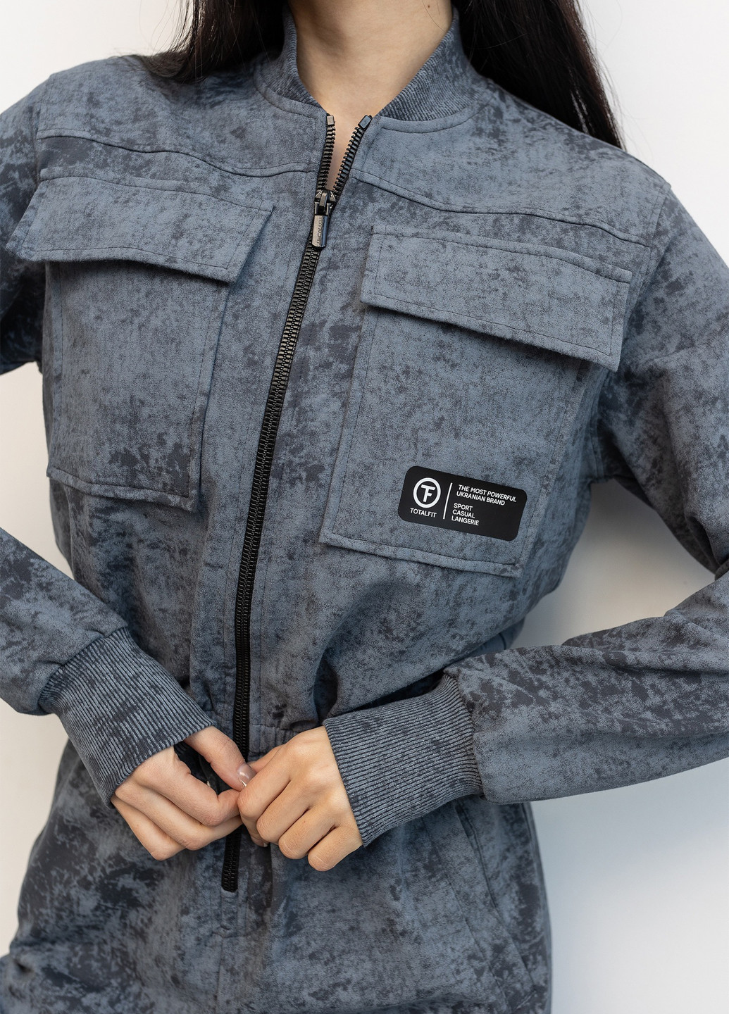 Комбінезон TOTALFIT комбінезон-брюки варенка темно-сірий кежуал, спортивний поліестер, бавовна