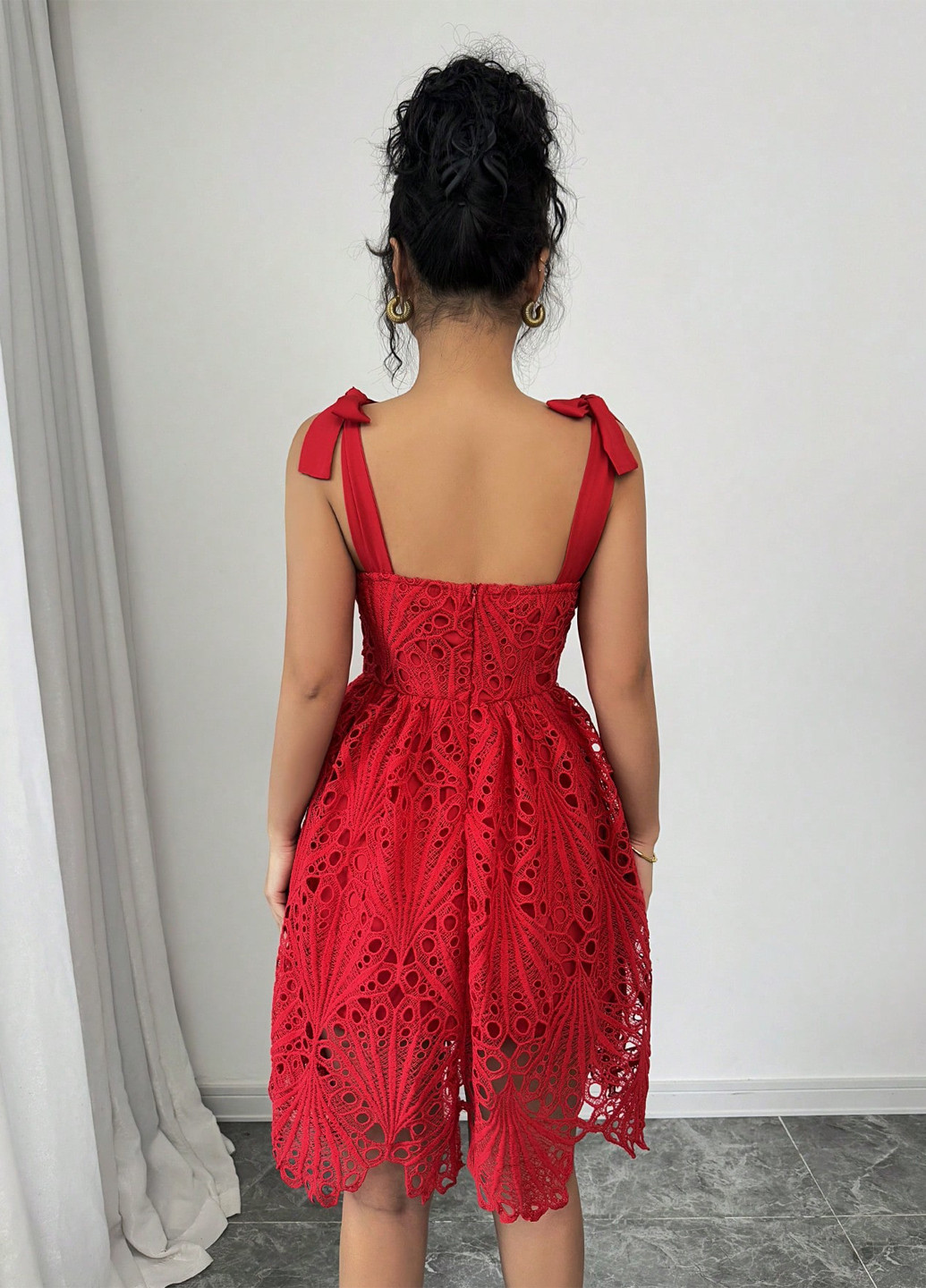 Красное вечернее, кэжуал платье бэби долл SHEIN однотонное