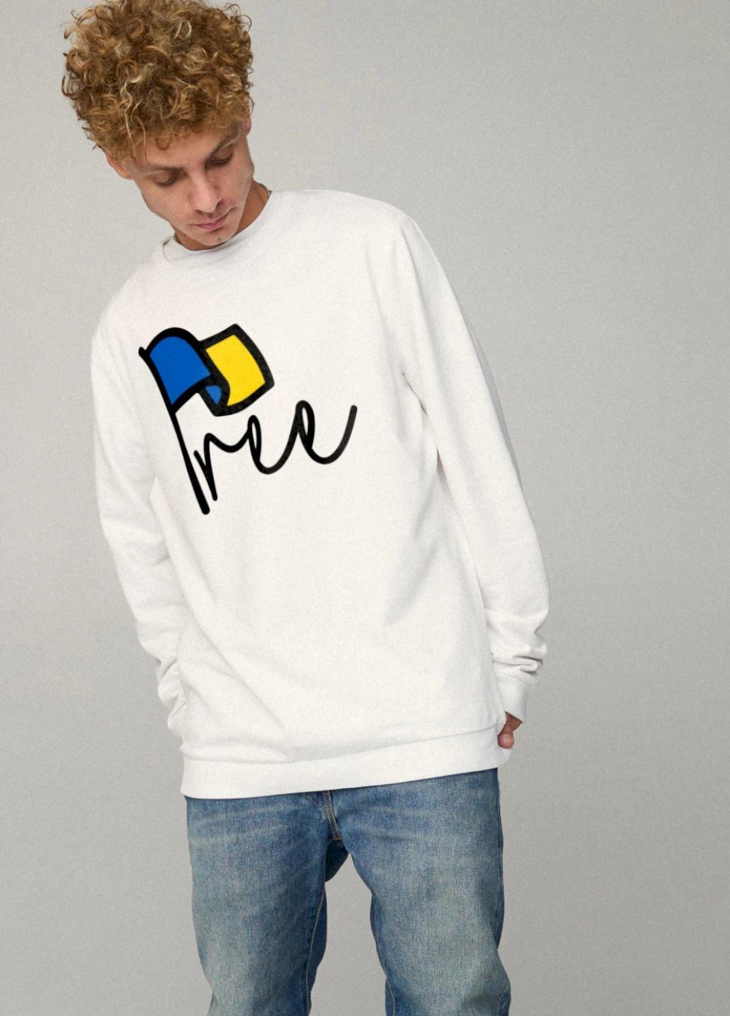 Белый світшот чоловічий oversize /no flis/ YAPPI рисунок (254557796)