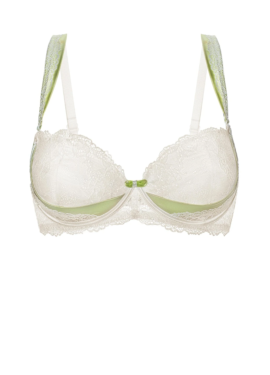 Молочний балконет бюстгальтер жіночий push-up gracija-rim pistachio zephyr 75c молочний/св.зелений 45200 Gracija Rim з кісточками поліамід