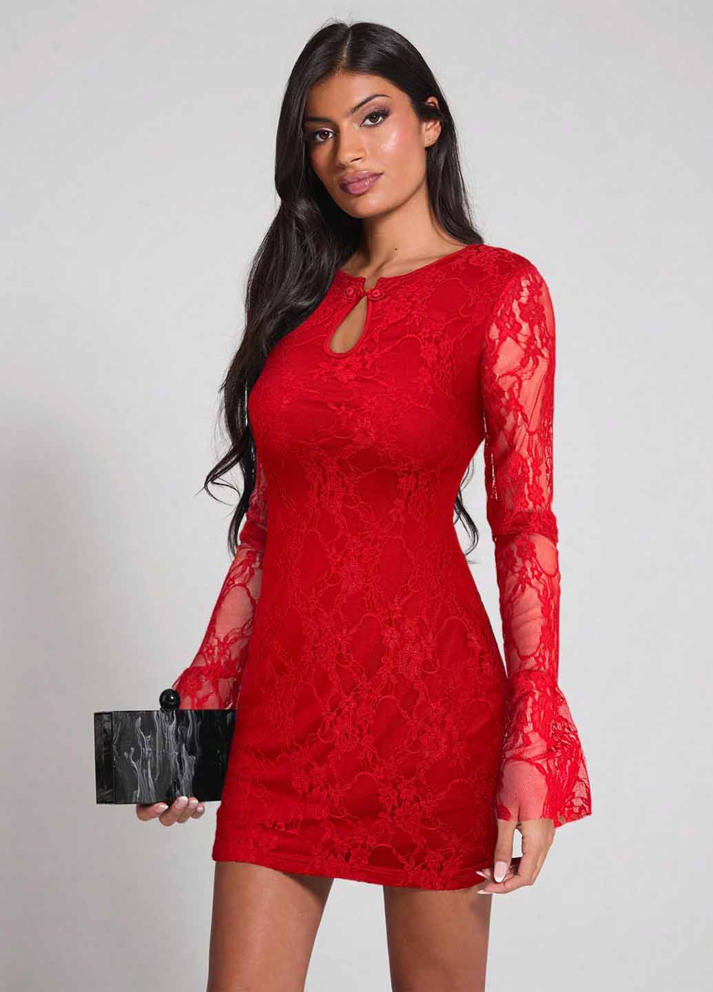 Червона вечірня сукня силуетна SHEIN однотонна