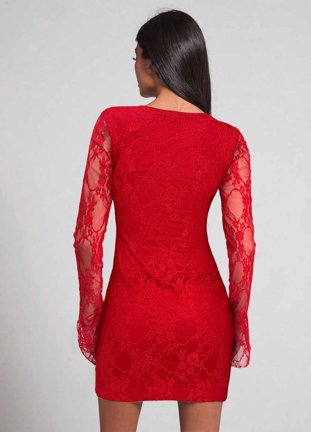 Червона вечірня сукня силуетна SHEIN однотонна