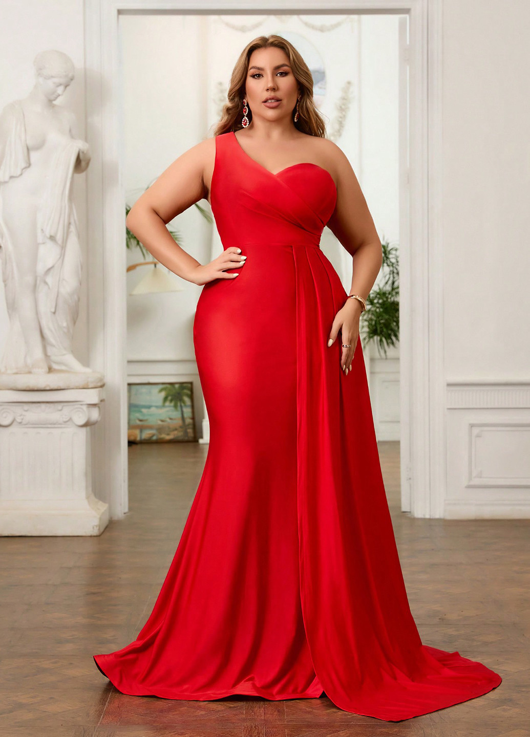 Красное вечернее платье годе SHEIN однотонное