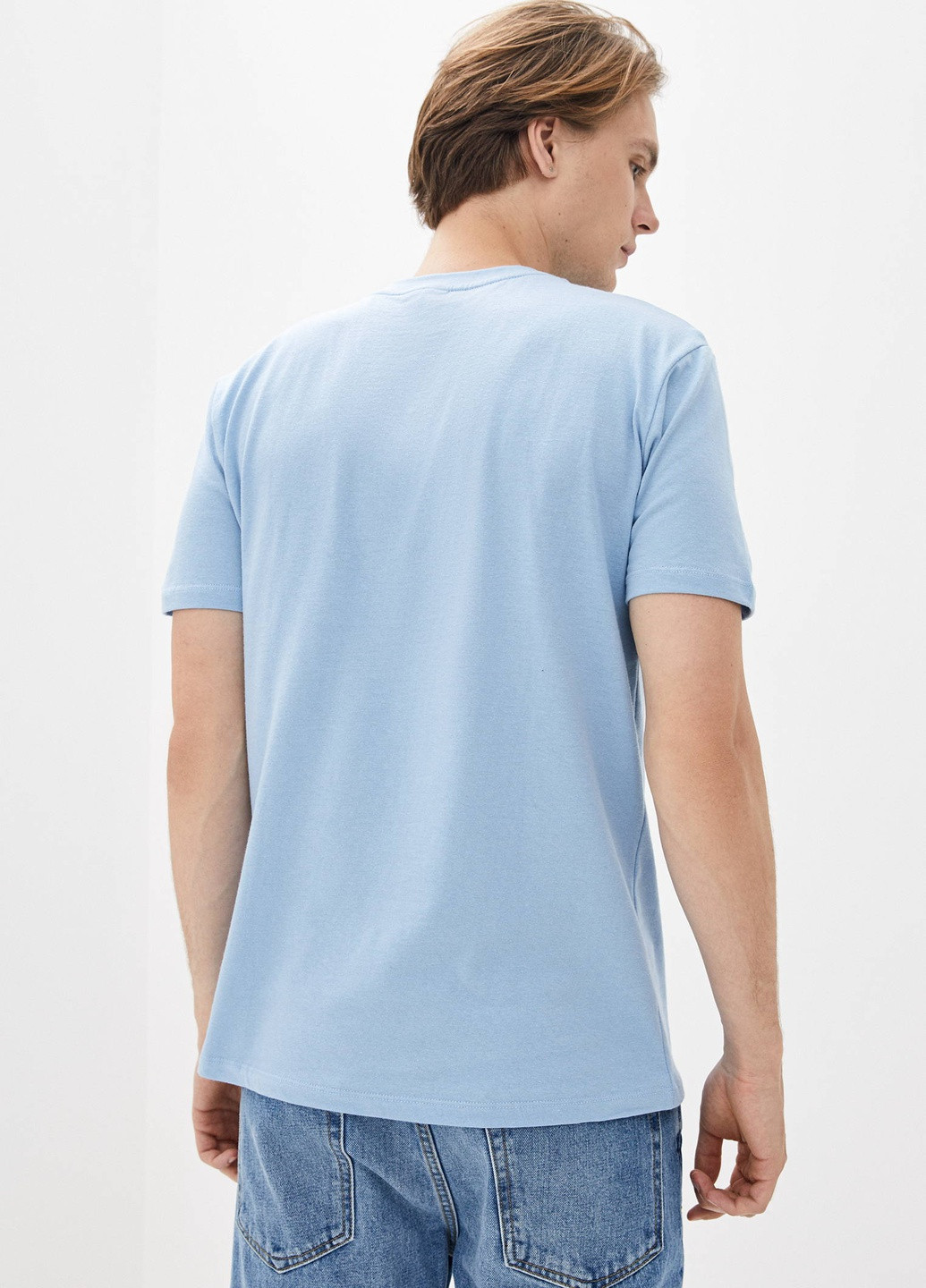 Голубая футболка мужская базовая с коротким рукавом Роза