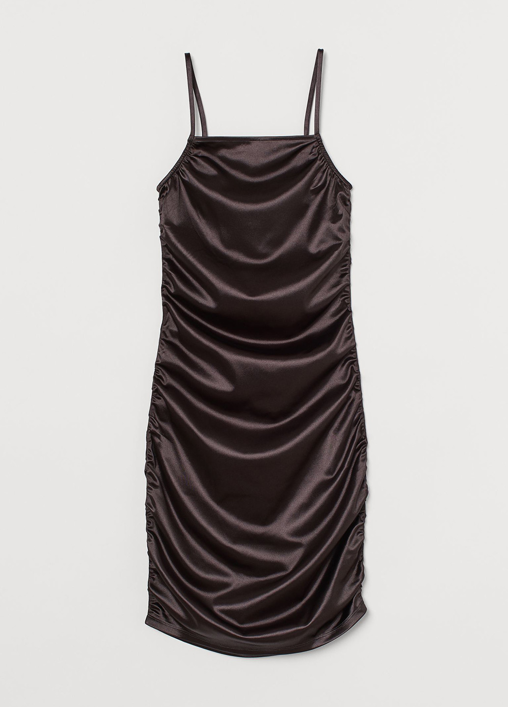 Темно-коричневое коктейльное платье H&M однотонное