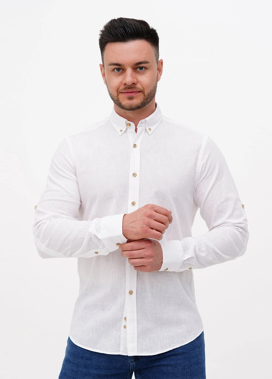 Белая кэжуал рубашка однотонная Trend Collection
