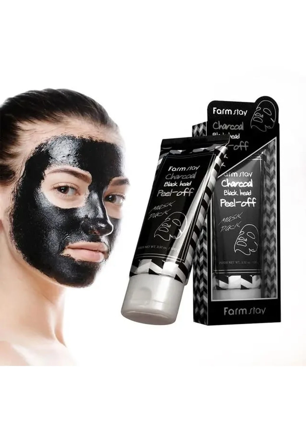 Очищаюча маска-плівка з вугіллям Charcoal Black Head Peel-Off Mask Pack 100 г FarmStay (253384880)