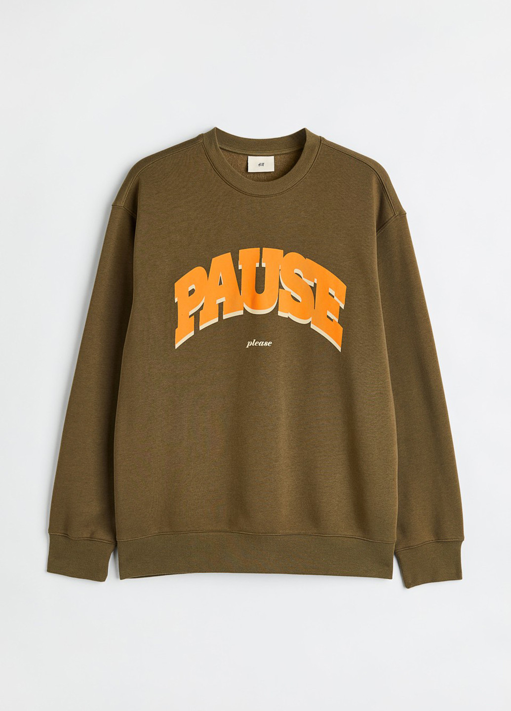 Хаки свитшот H&M надпись без декора (300466212)