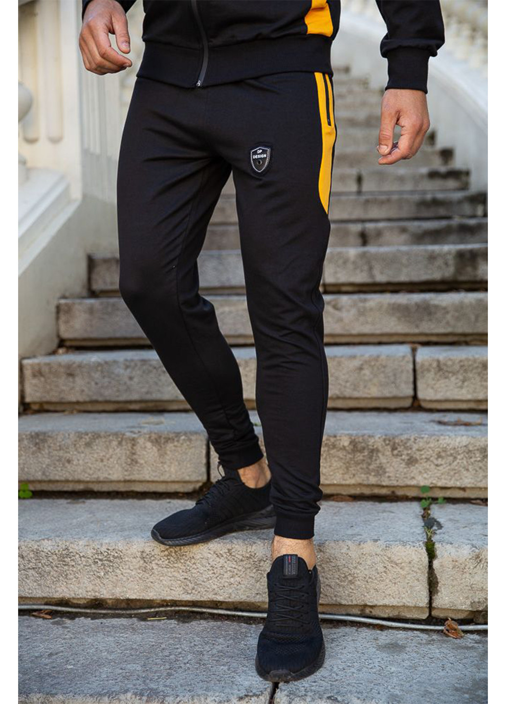 Черный демисезонный костюм (олимпийка, брюки) брючный Ager