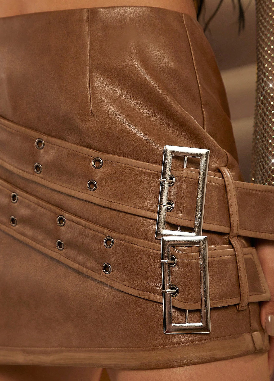 Коричневая кэжуал однотонная юбка SHEIN