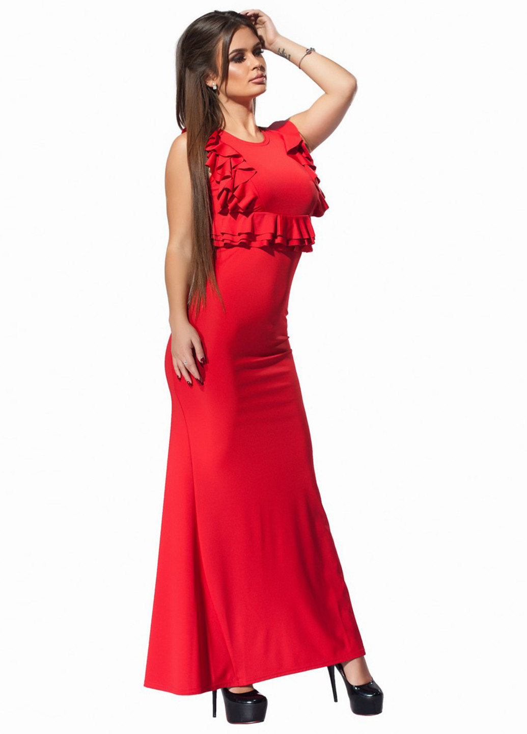Красное кэжуал платье Modna Anka однотонное