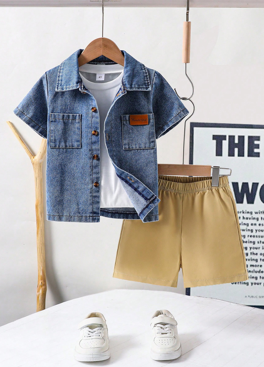 Комбинированный летний костюм (рубашка, брюки) SHEIN