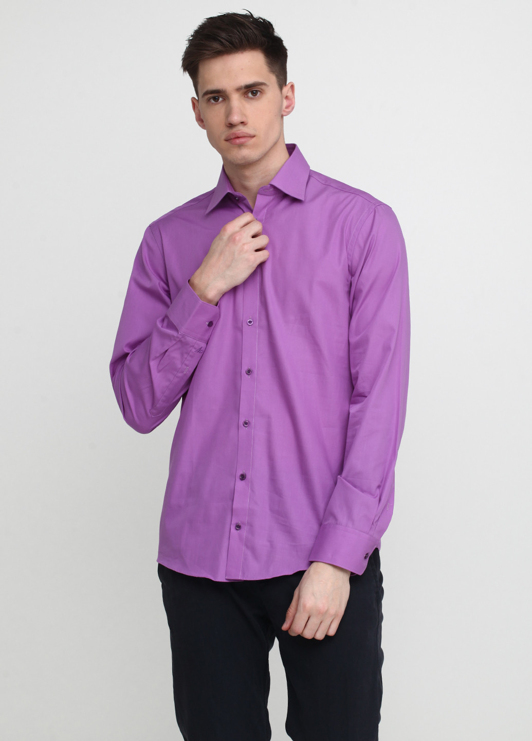 Фиолетовая кэжуал рубашка однотонная Venti с длинным рукавом